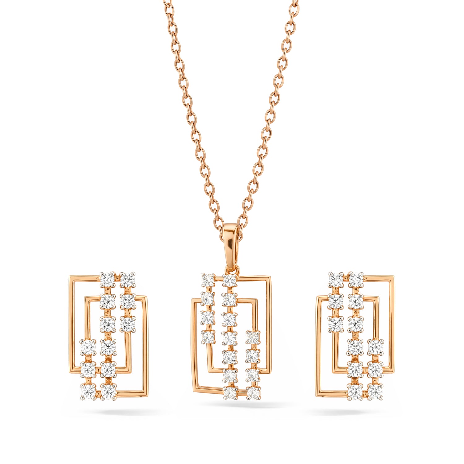 Radiant Geometric Pendant and Earrings Set for Timeless Elegance