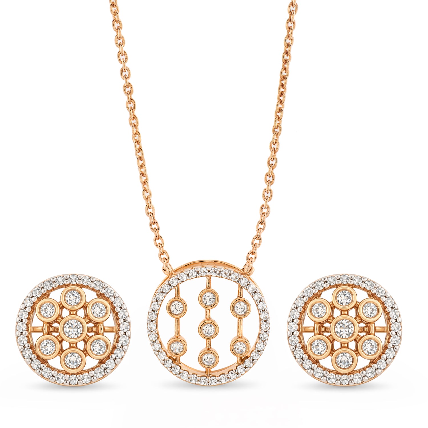 Radiant Eternal Circle Pendant and Matching Stud Earrings Set