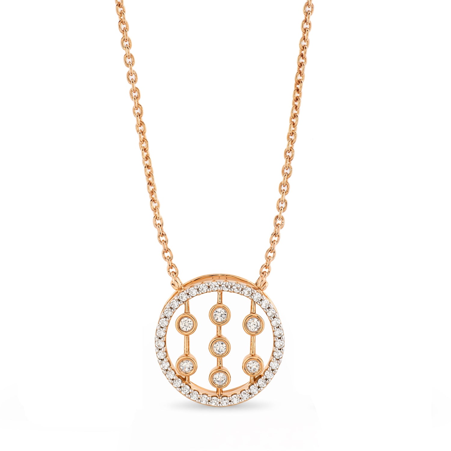 Luminous Circle Pendant with Modern Vertical Motifs