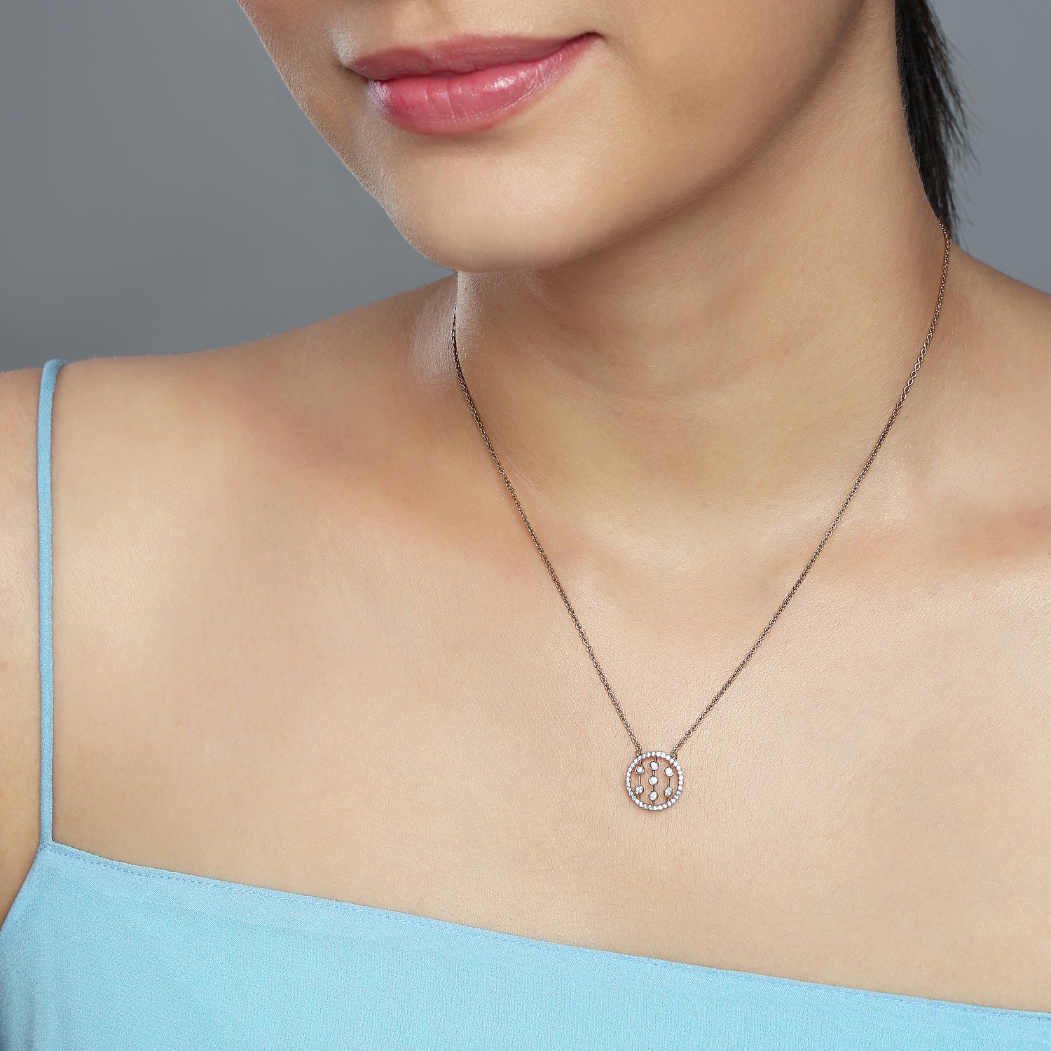 Luminous Circle Pendant with Modern Vertical Motifs