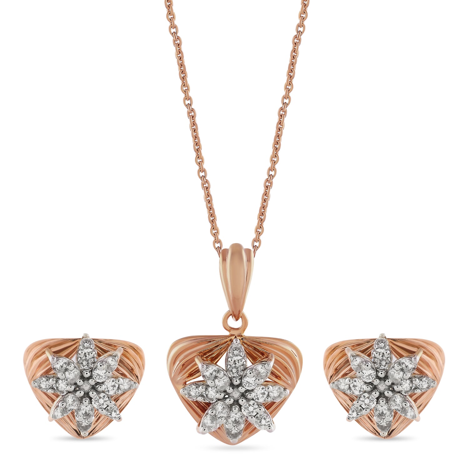 Exquisite Heart Shaped Pendant And Stud Earrings Enchanted Jewelry Set