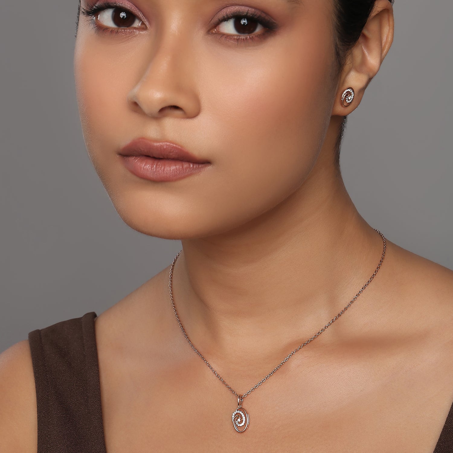 Spiral Harmony Party Pendant and Earring Jewelry Set