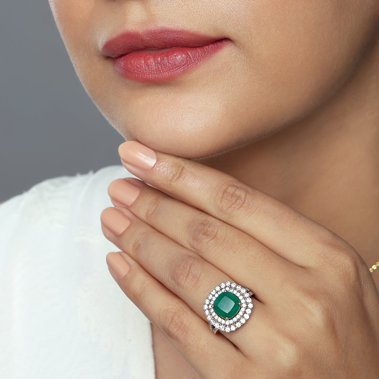 Regal Cushion Halo Ring with Bold Timeless Sophistication
