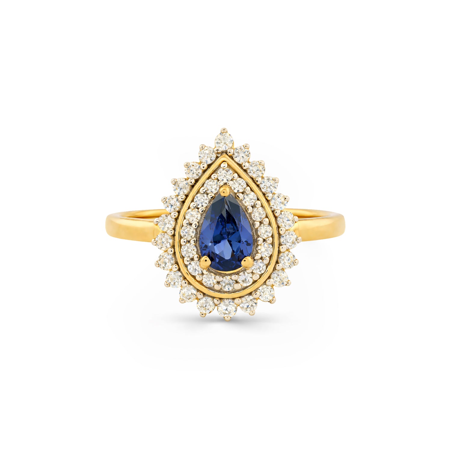 Radiant Pear Halo Ring with Regal Timeless Allure