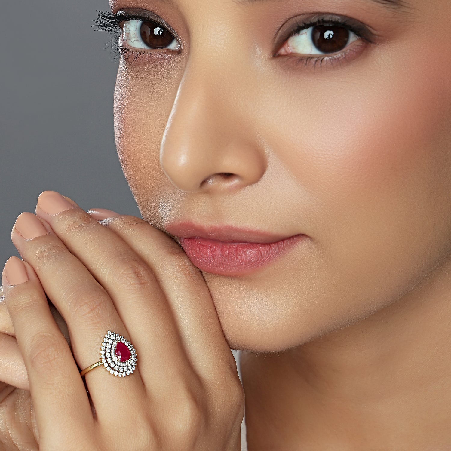 Radiant Pear Halo Ring with Romantic Timeless Elegance
