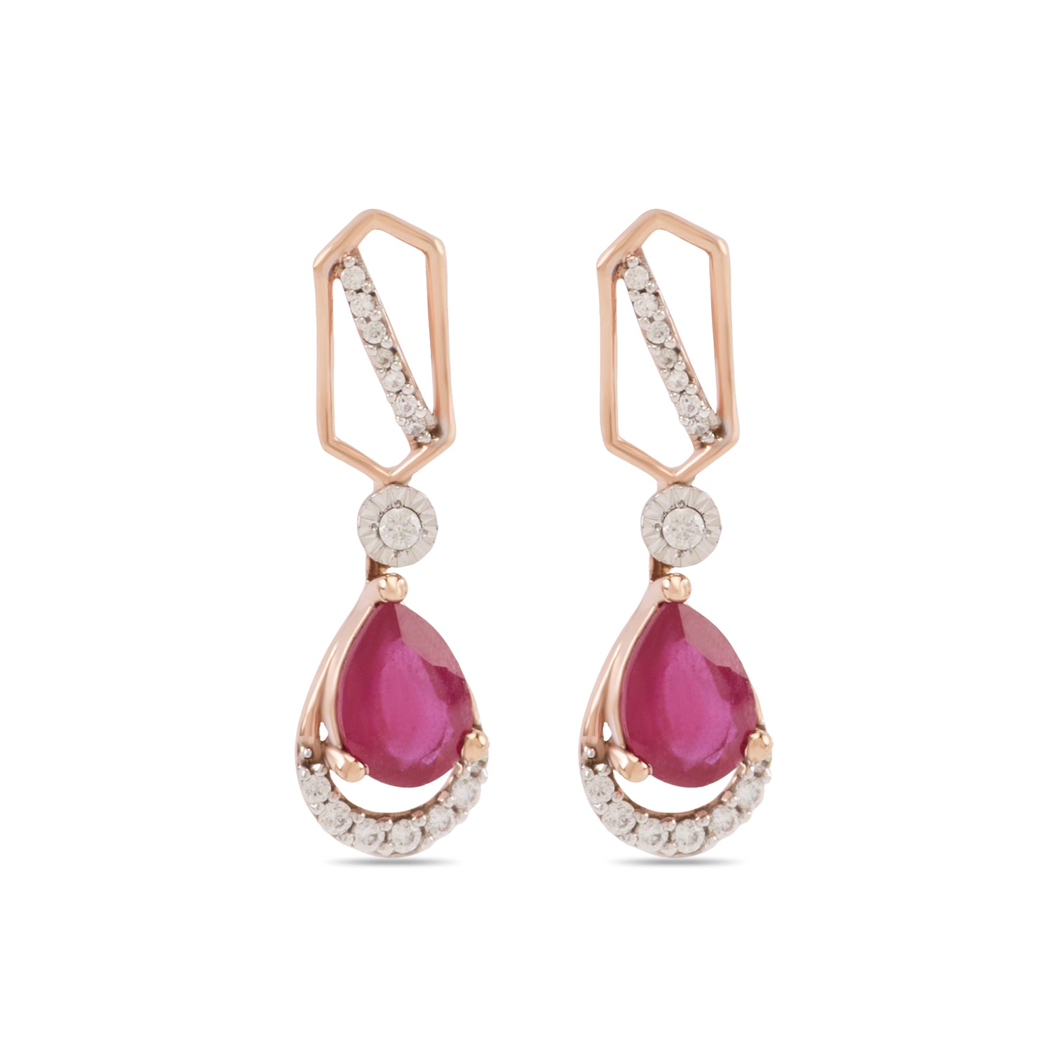 Enchanted Geometric Silhouette Drop Earrings Featuring Vibrant Pear-Cut Accents