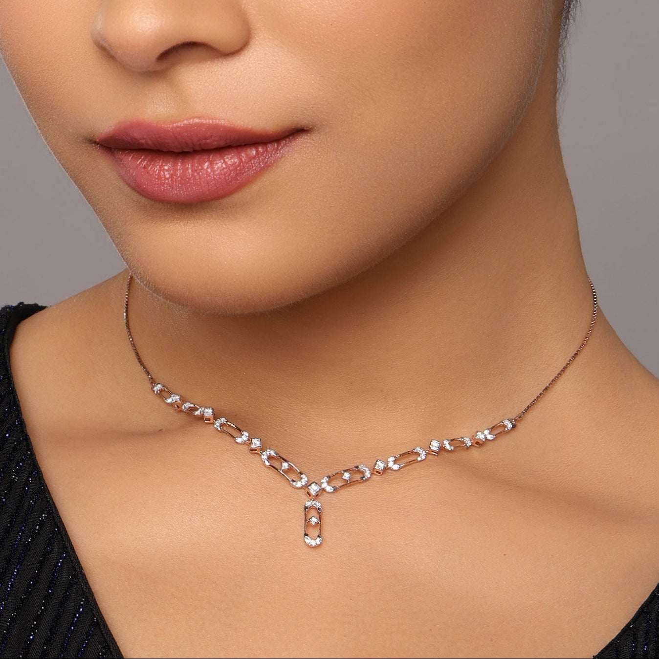 Minimalist Chain Necklace with Linear Drop Accent