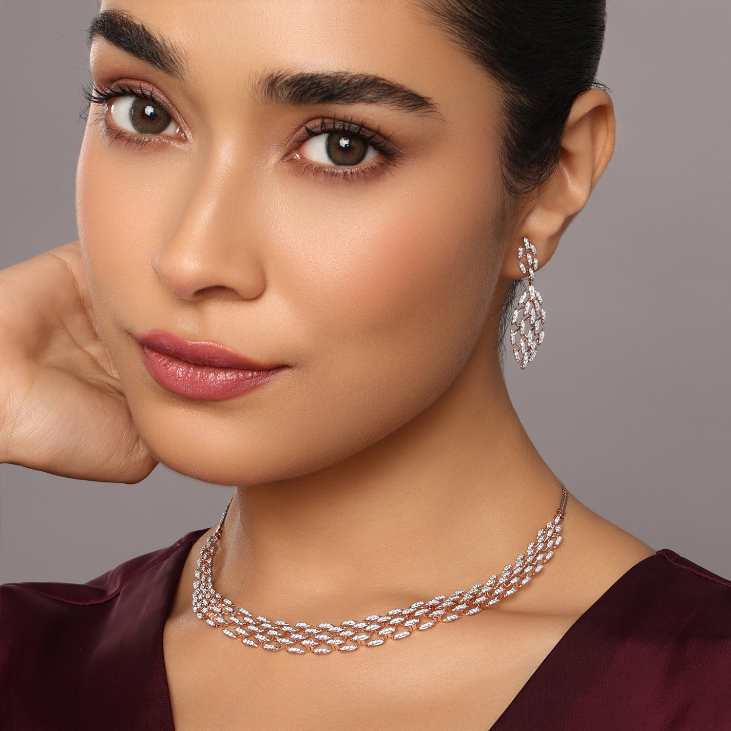Radiant Interlinked Cascade Necklace and Earring Jewelry Set