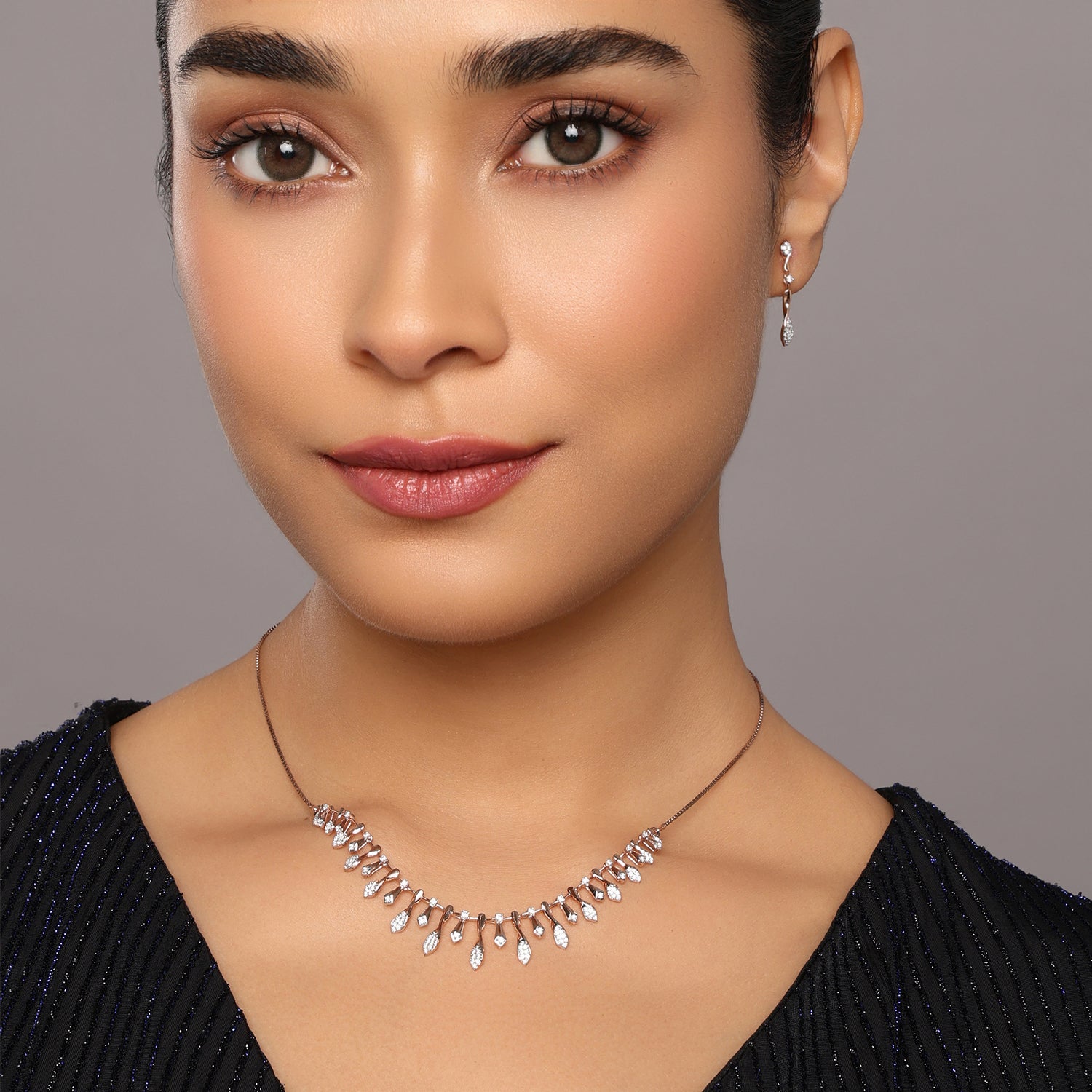 Graceful Teardrop Fringe Necklace and Earring Jewelry Set