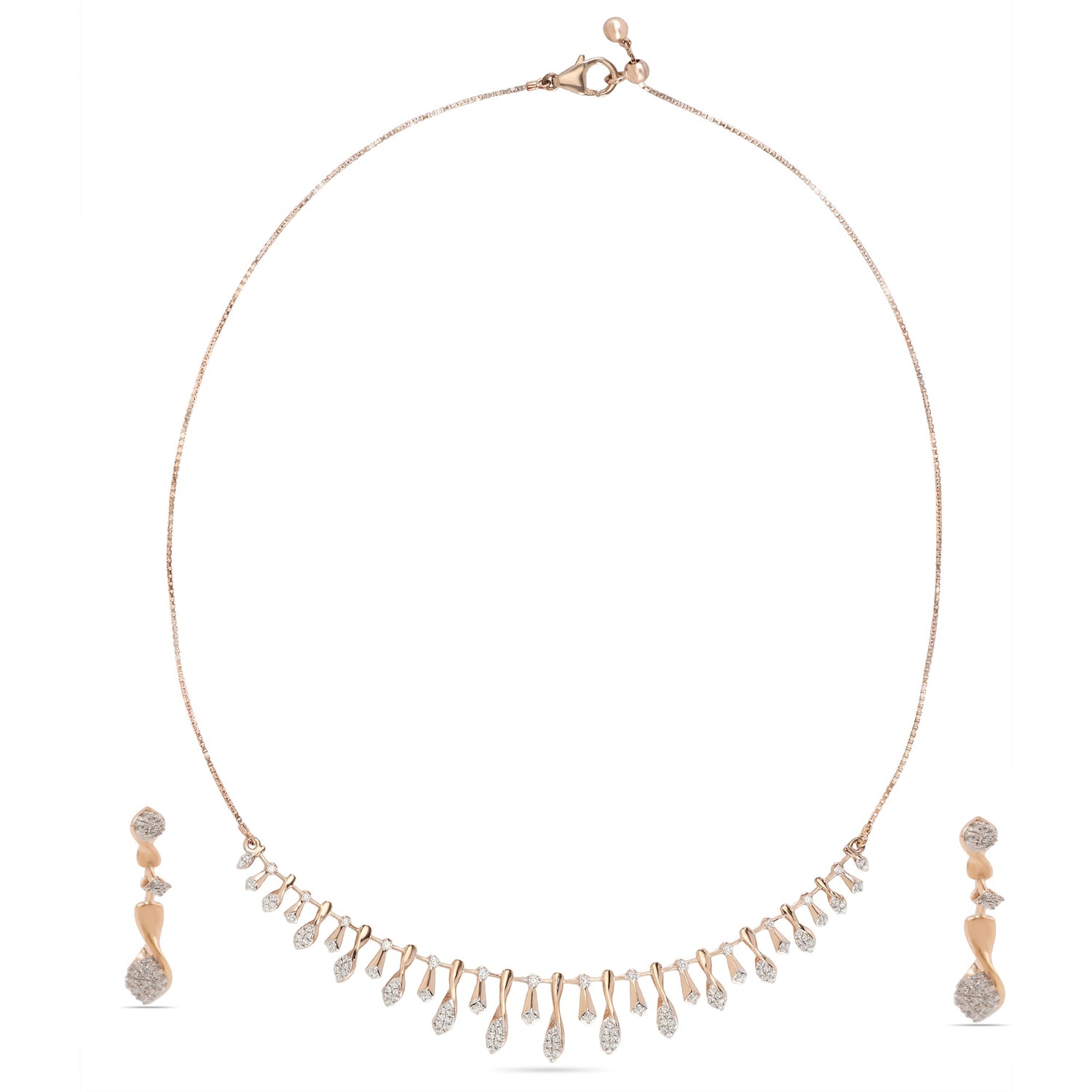 Graceful Teardrop Fringe Necklace and Earring Jewelry Set