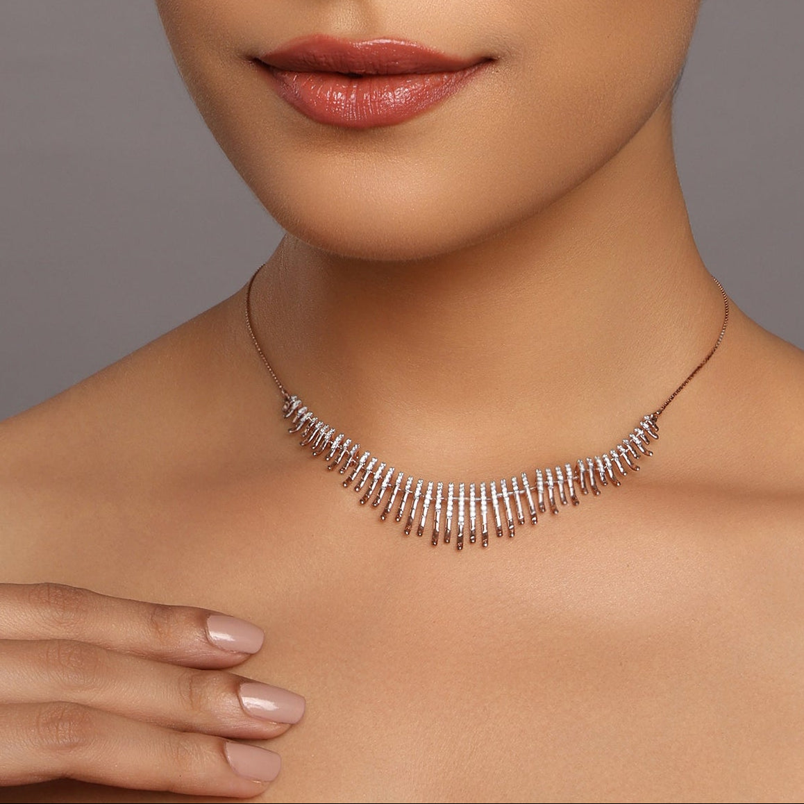 Contemporary Fringe Necklace with Linear Detailing