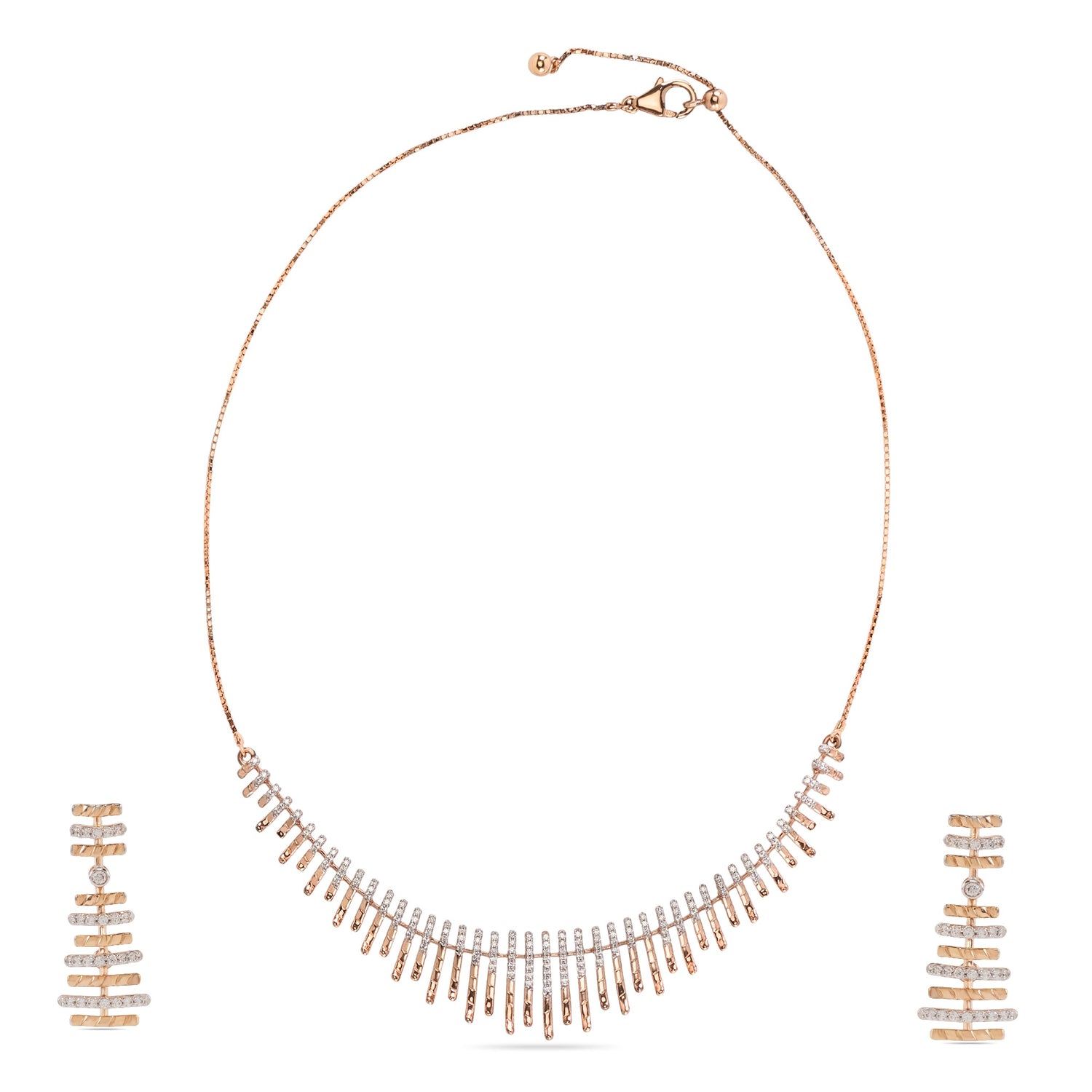 Modern Linear Fringe Necklace and Earring Jewelry Set