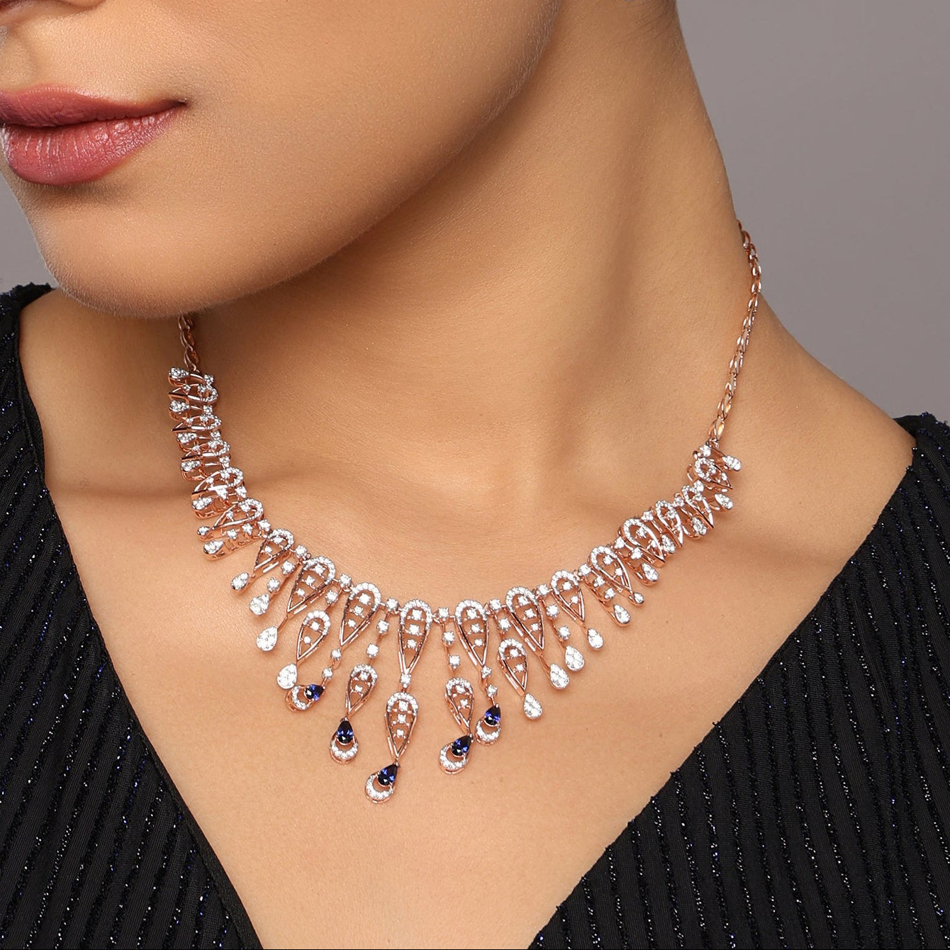 Teardrop Fringe Necklace with Layered Design