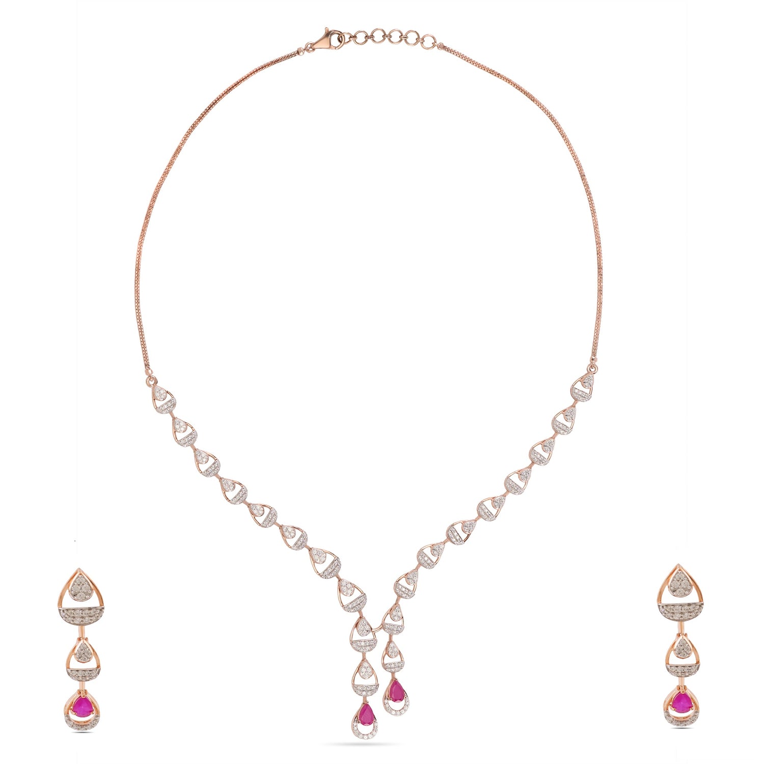 Refined Teardrop Harmony Necklace and Earring Jewelry Set