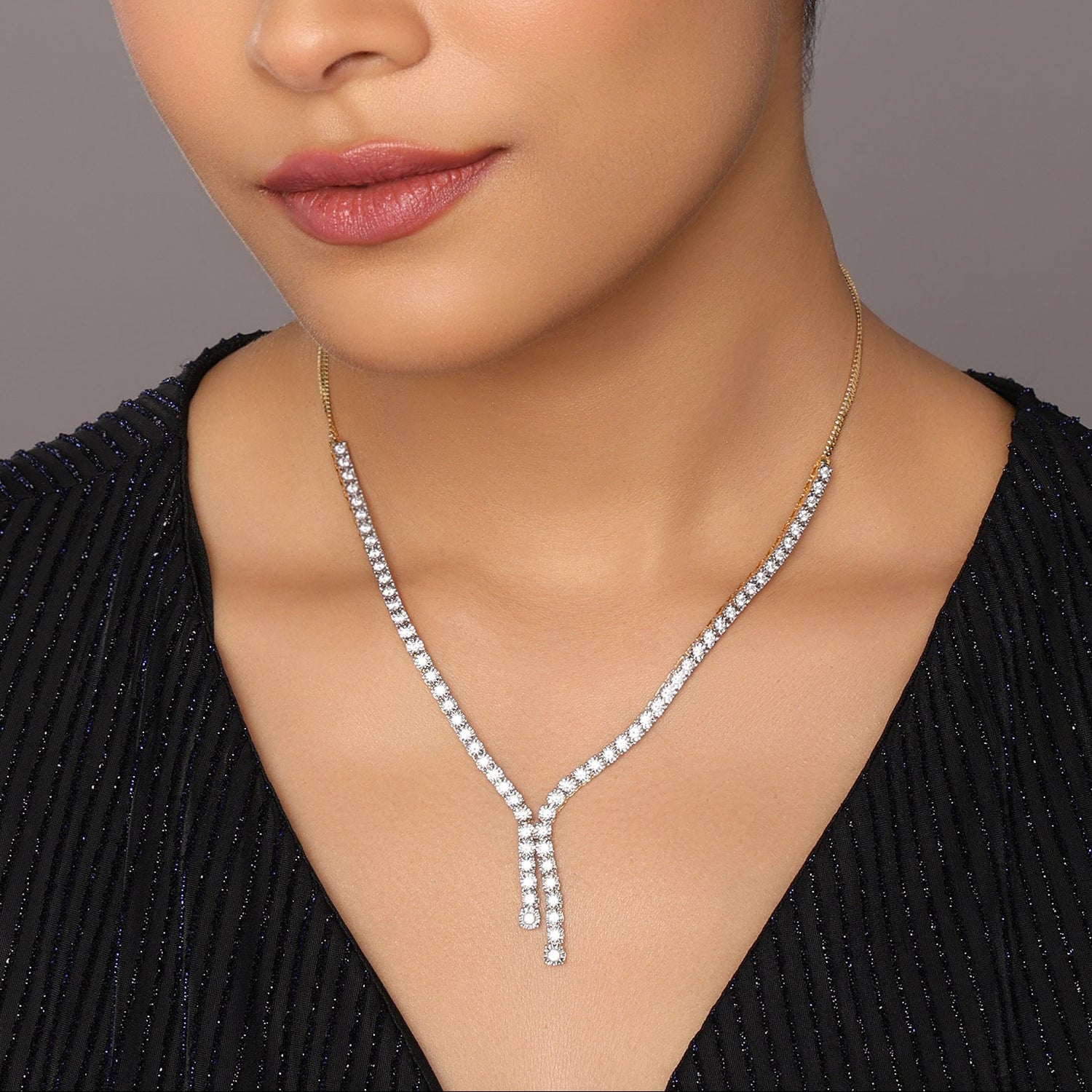 Minimalist V-Shaped Necklace with Linear Drop Accent
