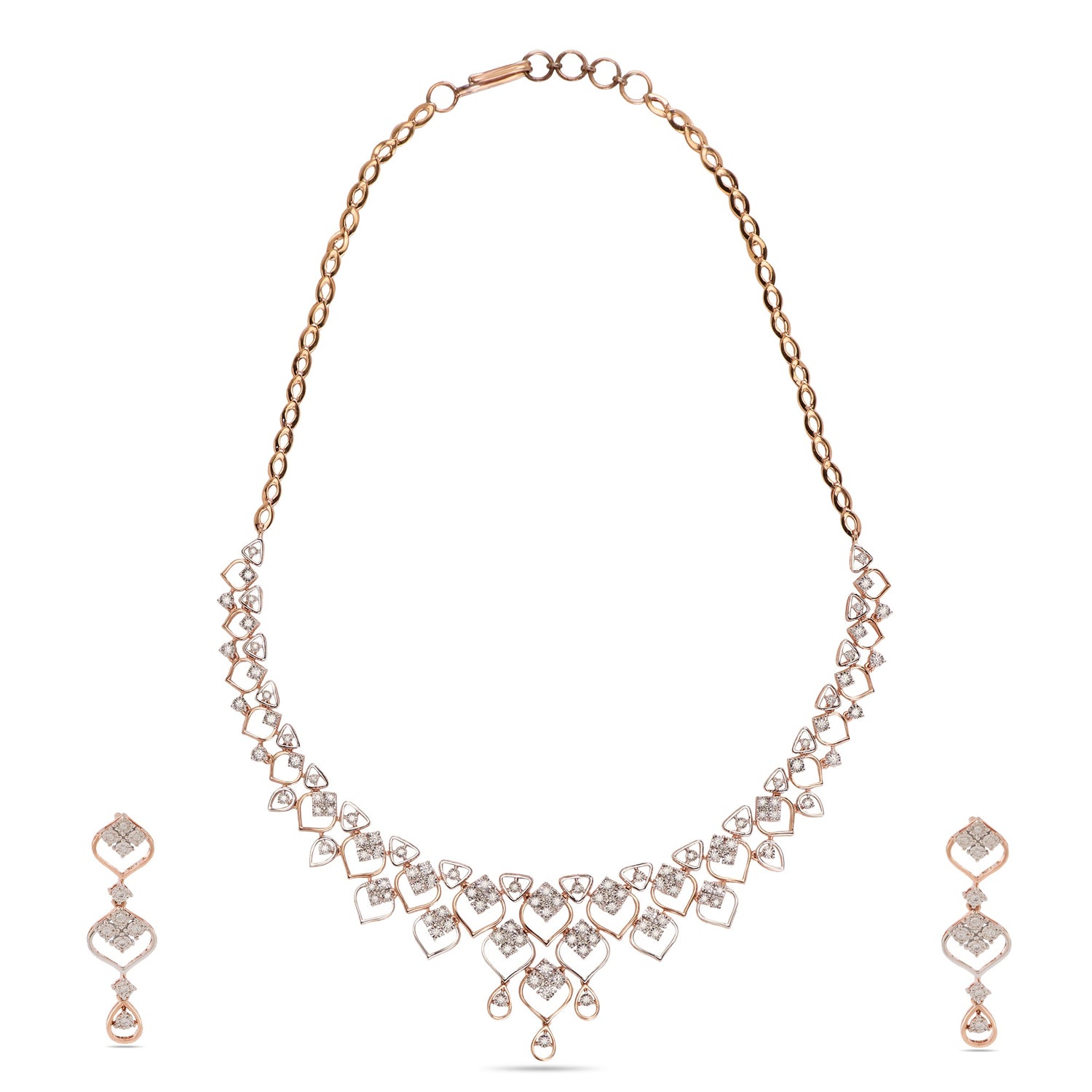 Geometric Cascade Elegance Necklace and Earring Jewelry Set