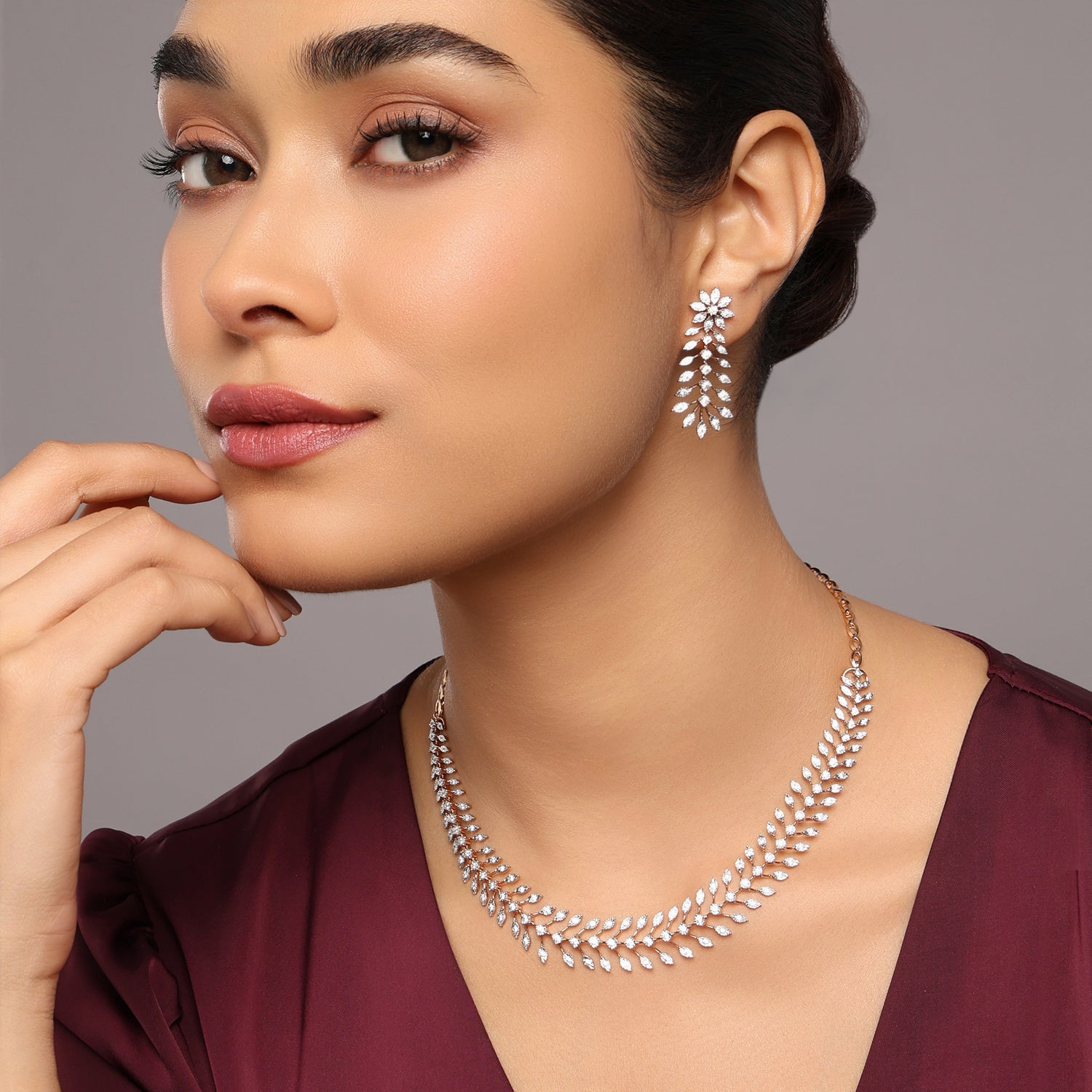 Ethereal Whispers of Springtime Flora Matching Necklace and Earring Set