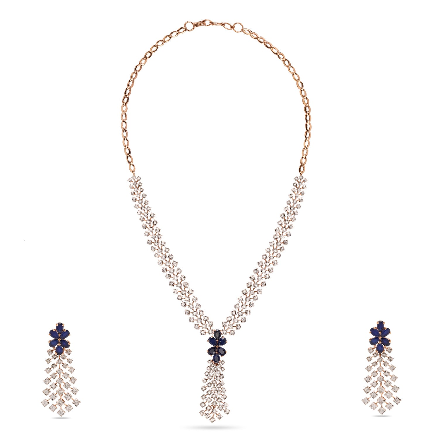Floral Cascade Statement Necklace and Earring Jewelry Set
