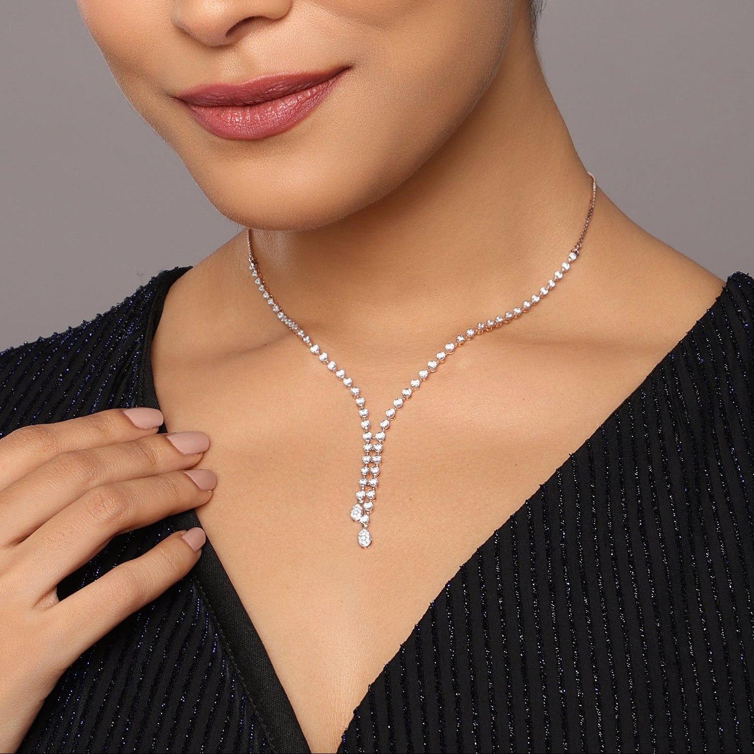 Minimalist V-Shaped Necklace with Linear Drop Design