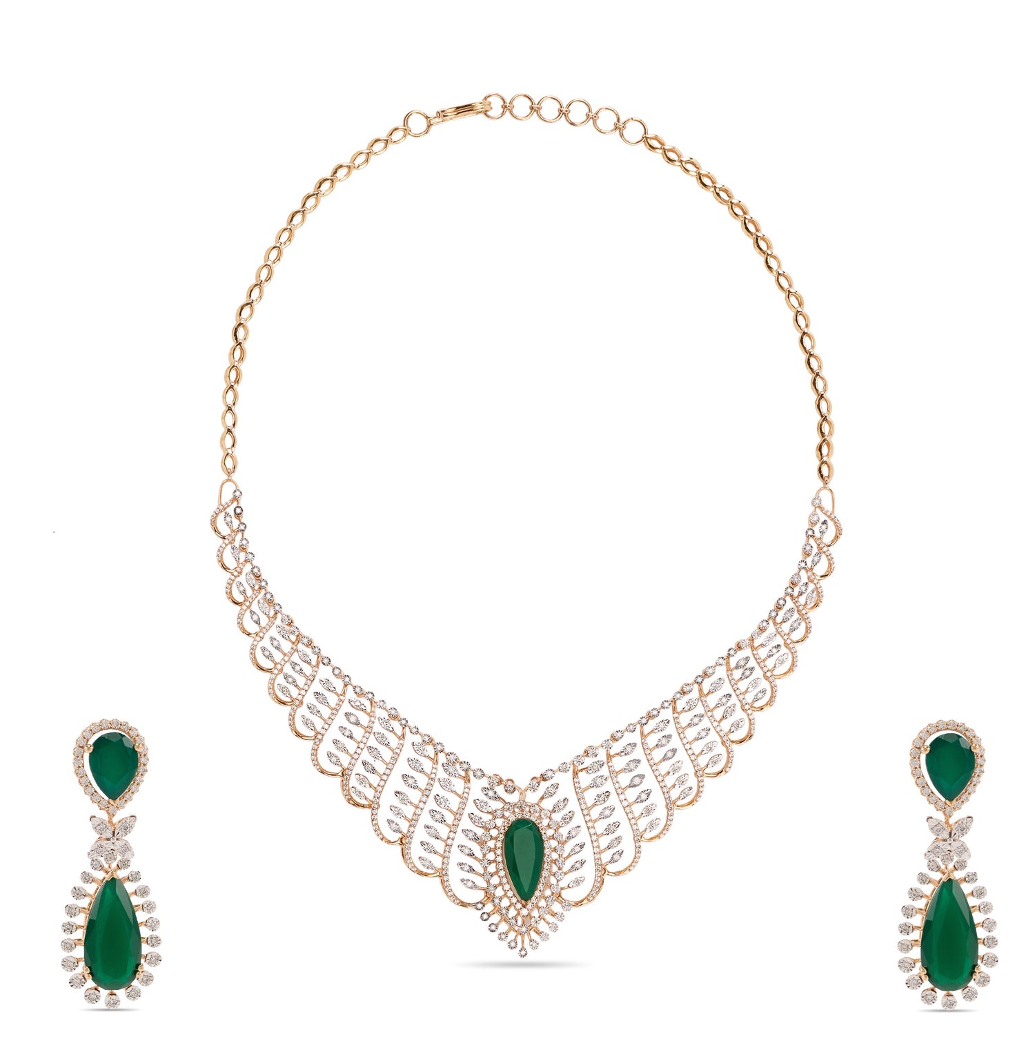 Regal Feathered Elegance Necklace and Earring Jewelry Set