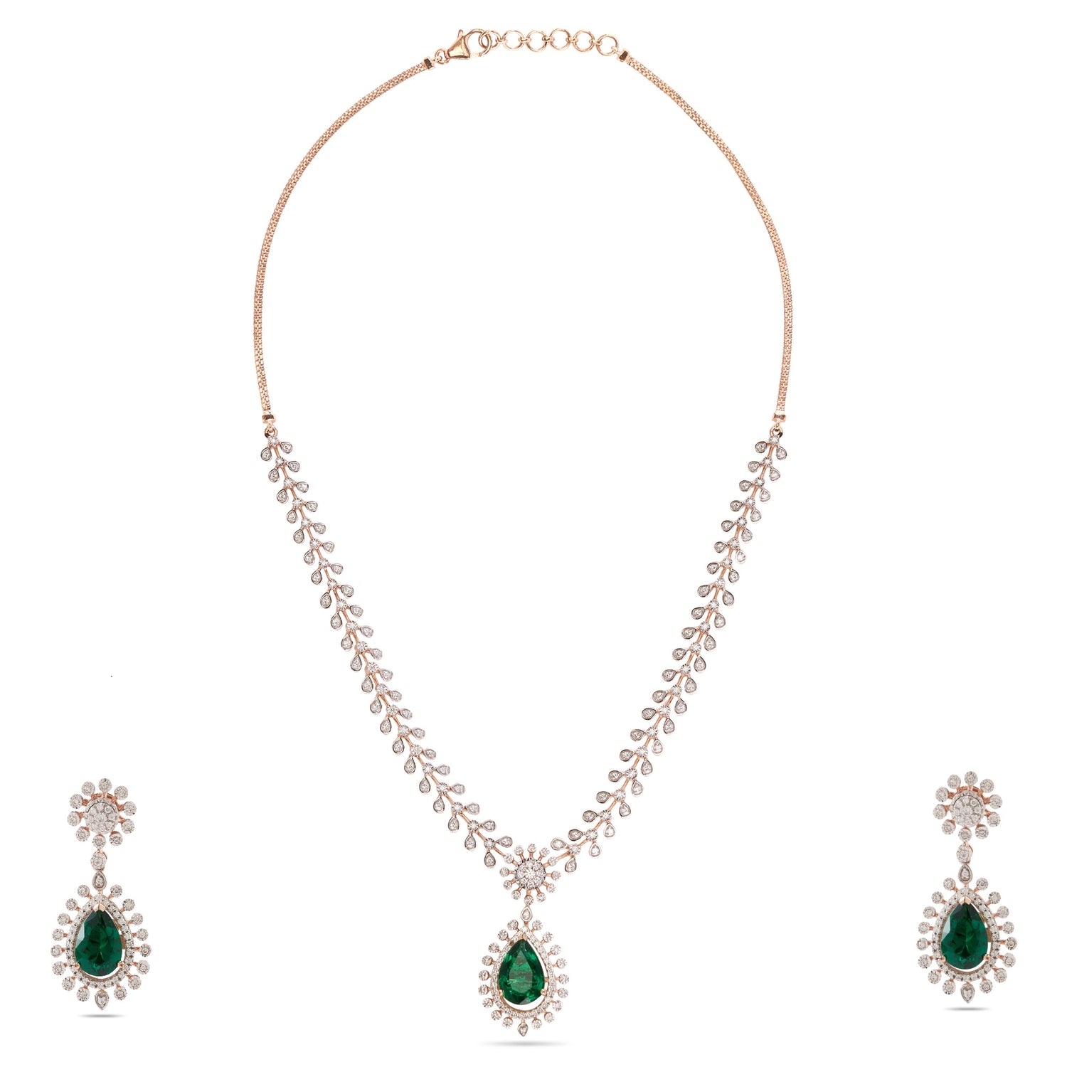 Delicate Vine Drop Necklace and Earring Set with Timeless Elegance