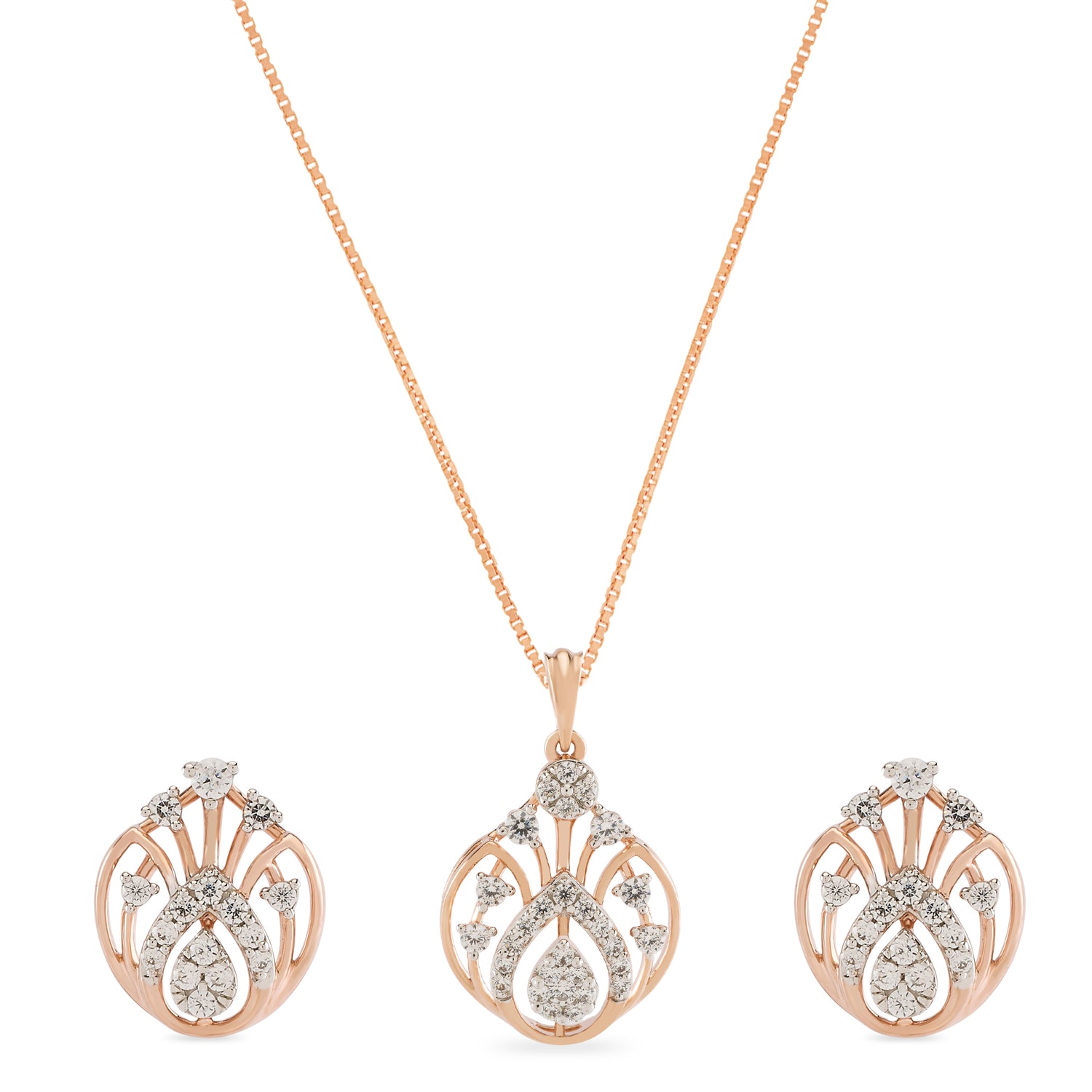 Radiant Lotus Arc Pendant and Earring Set of Grace