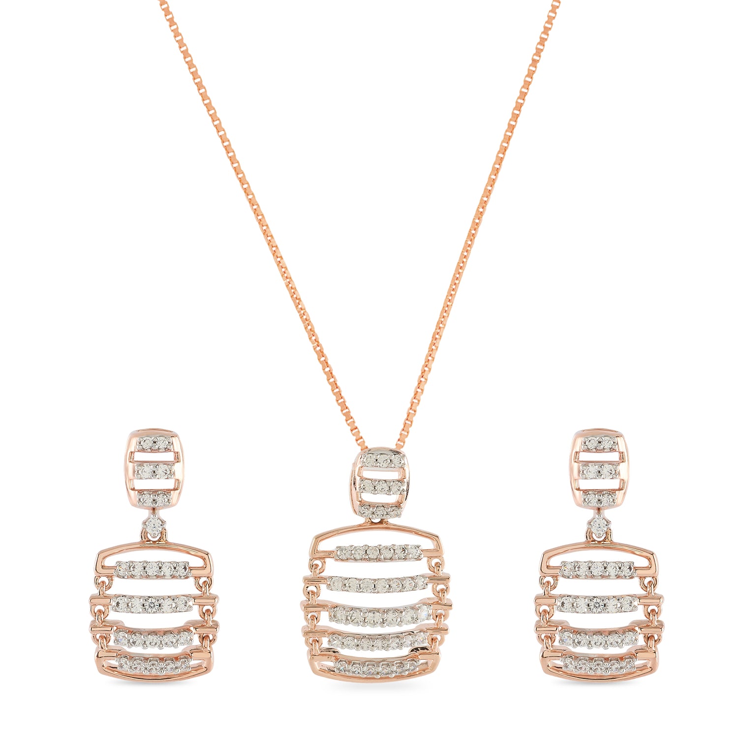 Modern Layered Bar Necklace and Earring Set with Structured Elegance