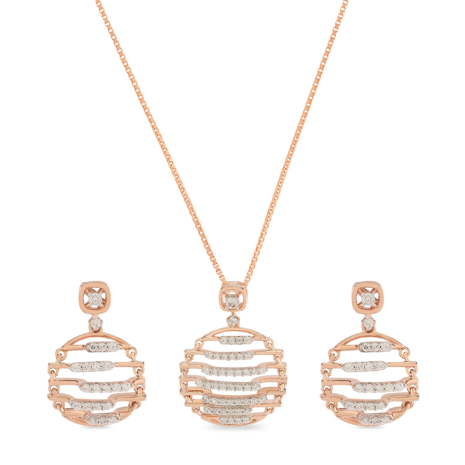 Contemporary Layered Disc Necklace and Earring Set with Sculpted Lines