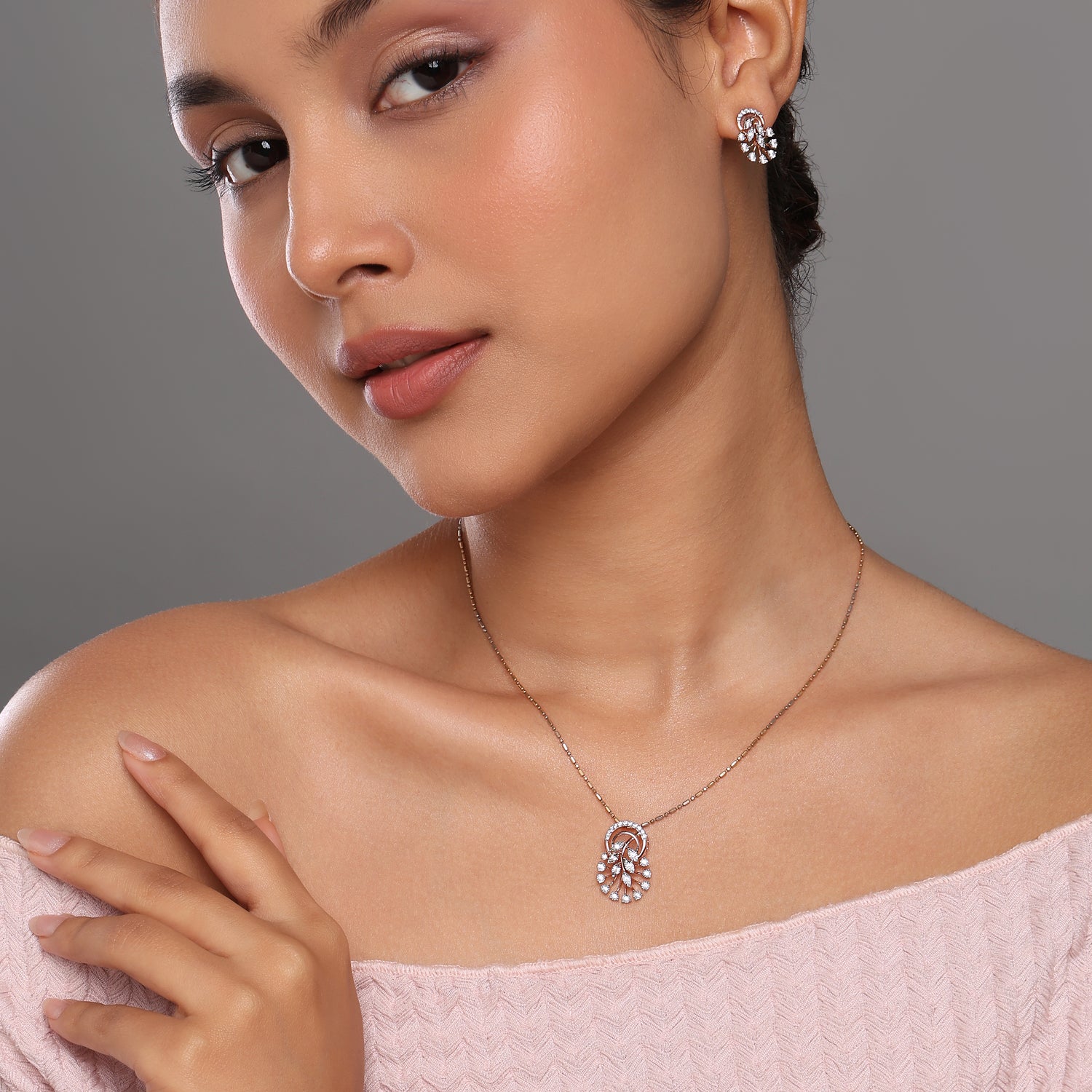 Radiant Floral Burst Pendant and Earring Jewelry Set