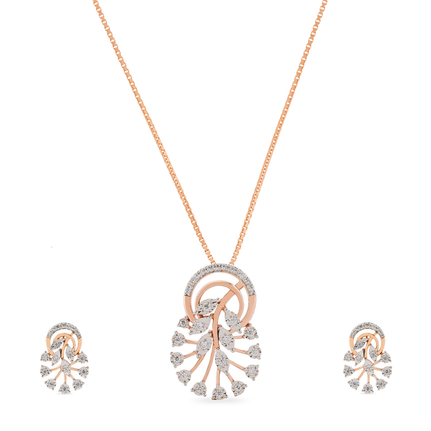 Radiant Floral Burst Pendant and Earring Jewelry Set
