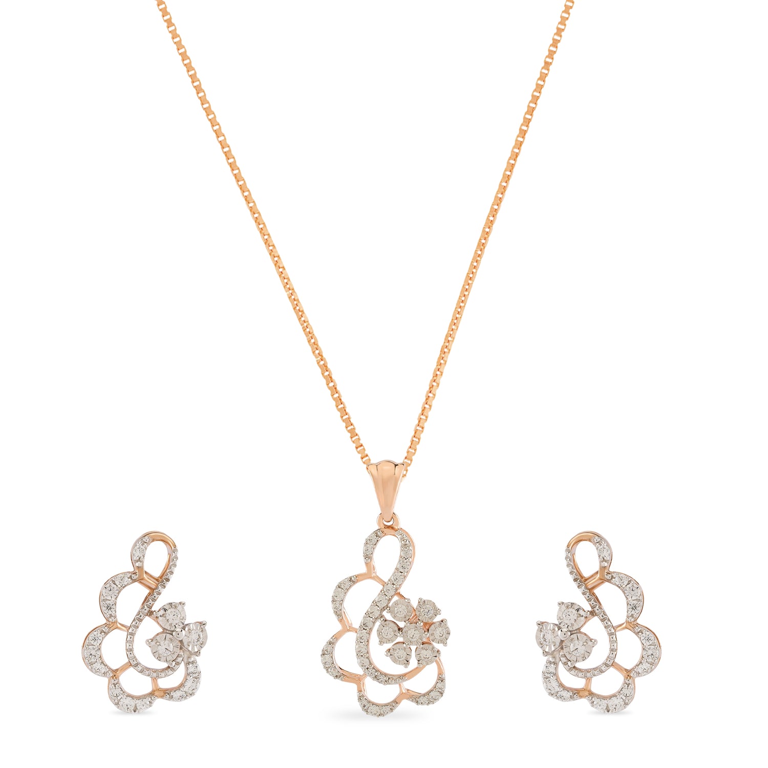 Eternal Swirl Bloom Pendant and Earring Grace Set