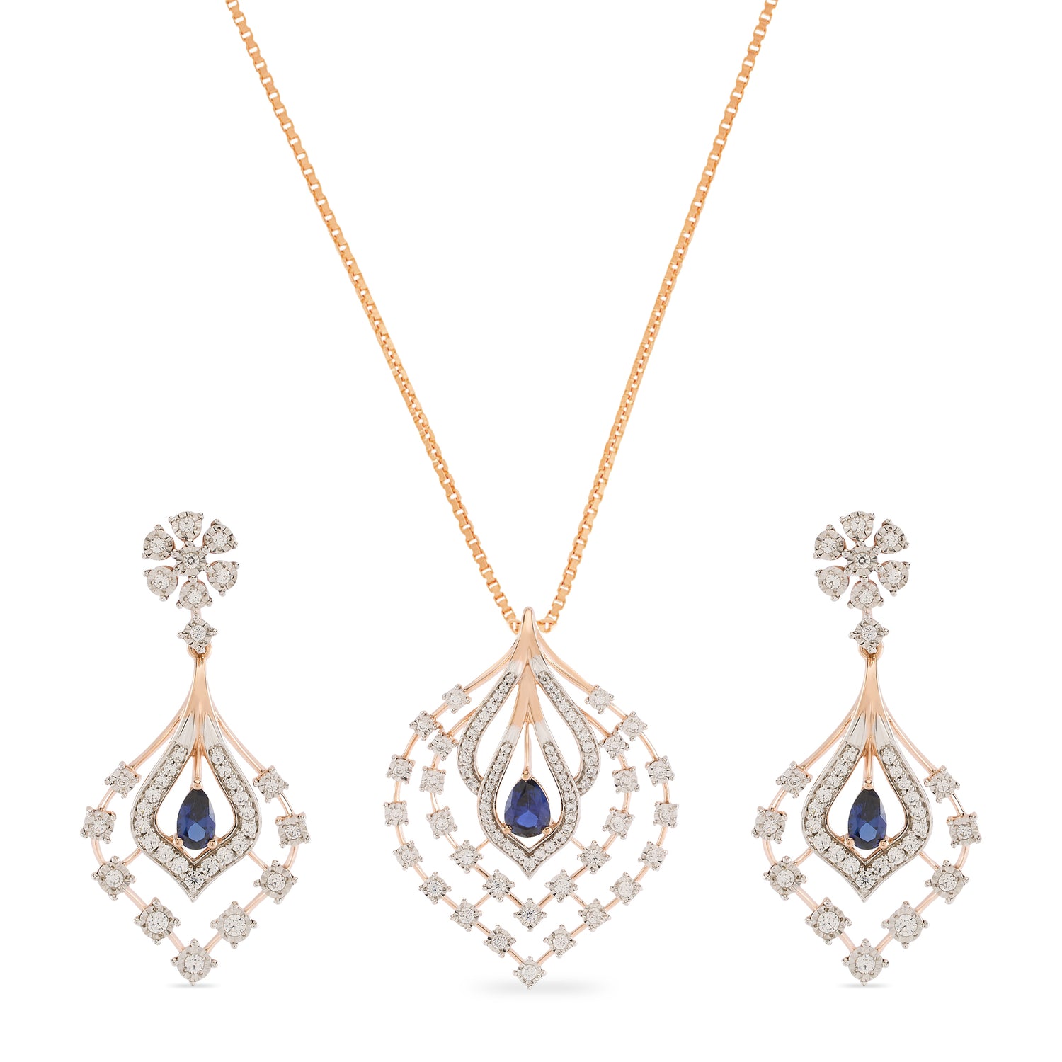 Royal Drop Pendant and Earring Set with Graceful Detailing