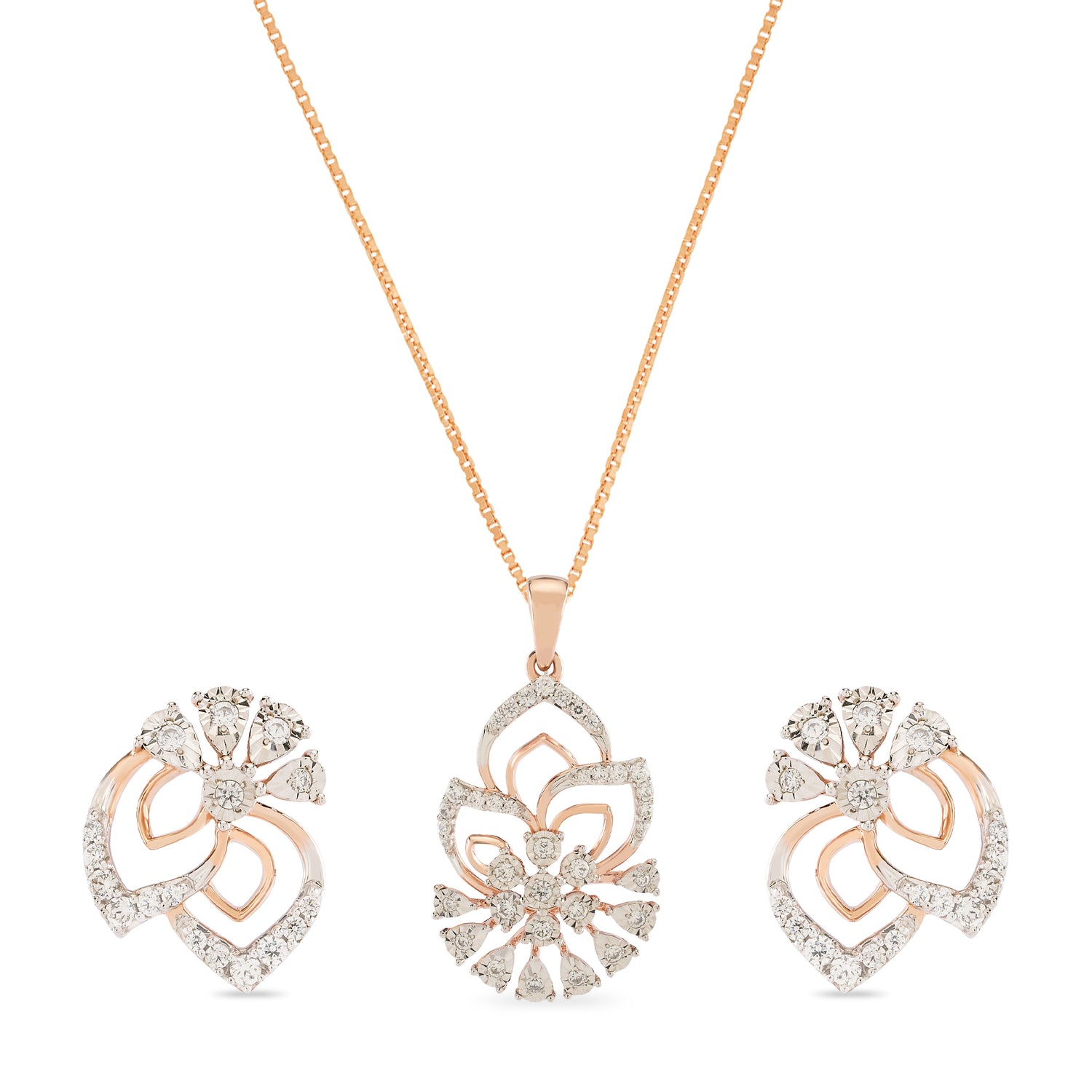 Blooming Radiance Floral Pendant and Earring Harmony Set