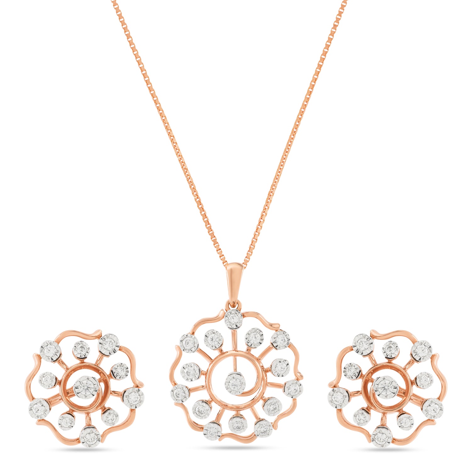 Radiant Floral Pendant and Earring Set with Classic Charm