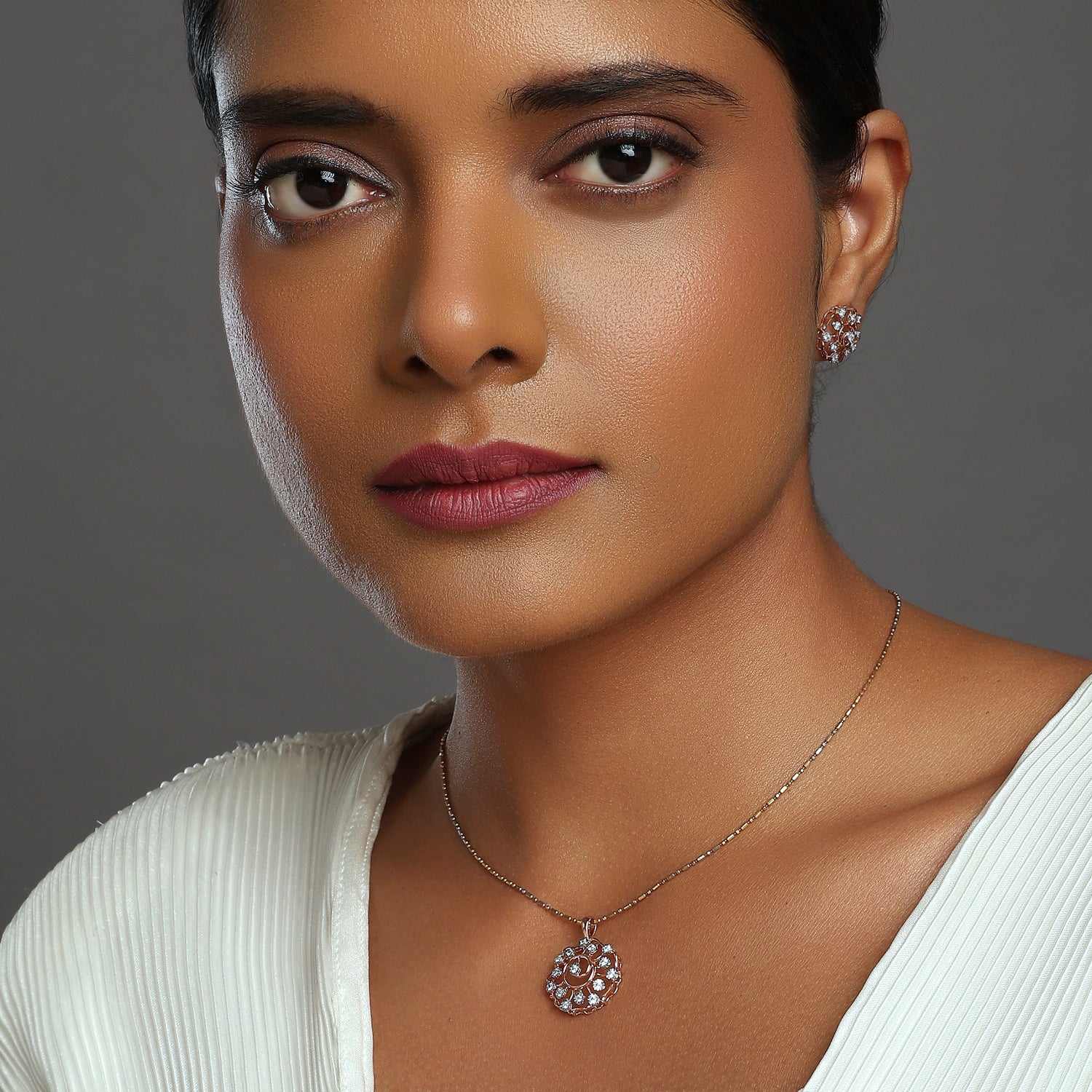 Radiant Floral Pendant and Earring Set with Classic Charm