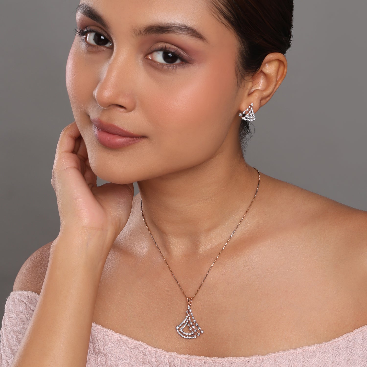 Graceful Cluster Pendant and Earring Set for Refined Celebrations