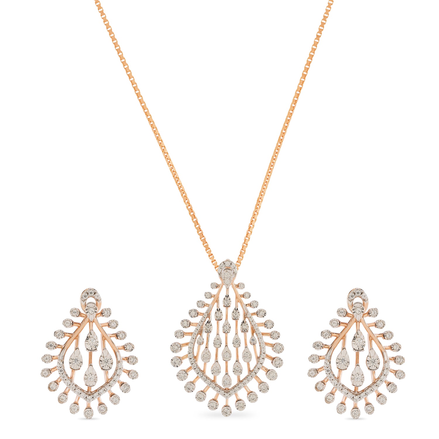 Elegant Pear Silhouette Necklace and Earring Set with Graceful Detailing